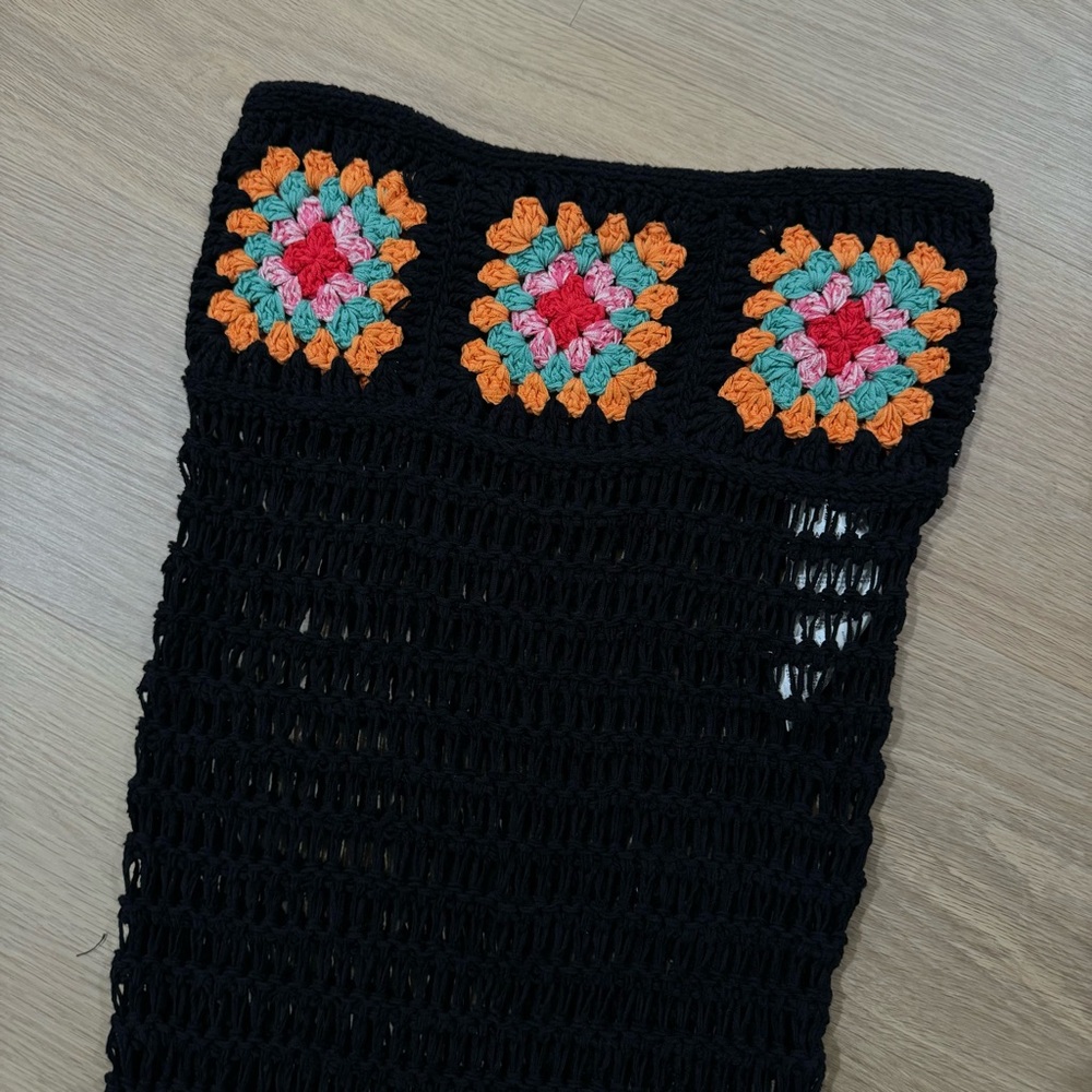 ALANUI Black Crochet Fringe Skirt with Colorful Accents - Xs/S - Picture 4 of 7